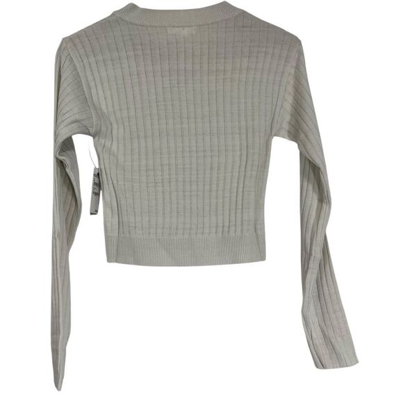 BP Reagan Rib Crop Grey Heather Lightweight Knit Sweater Basic Preppy XS - Picture 7 of 9